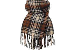 Tavaleu Winter Scarf for Women, Cashmere Feel Scarf Blanket Plaid Scarfs, Shawls Wraps Womens Scarves Fall Warm Tassel Shawls