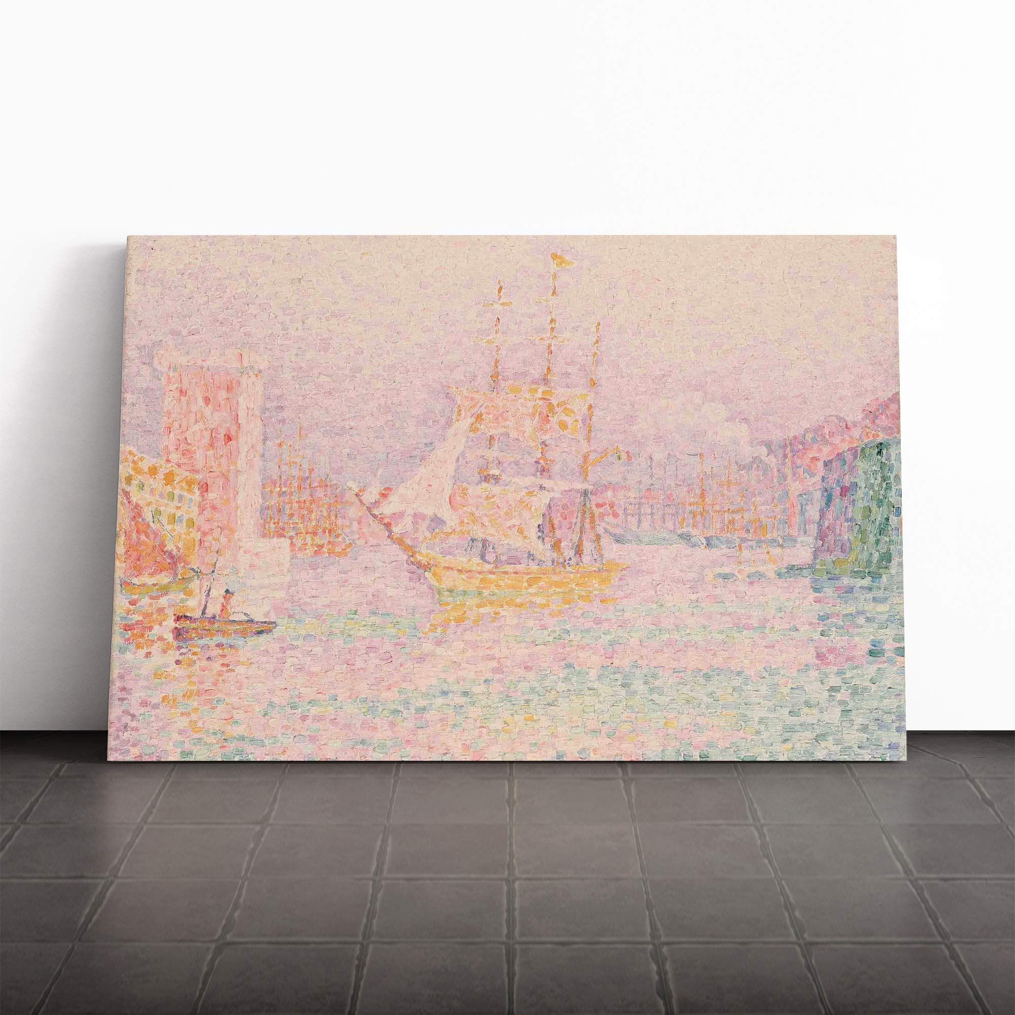 Paul Signac The Harbour at Marseilles Canvas Print | Gallery Wrapped 30mm Frame Wall Art | 20x14 inches | Ready to Hang | Modern Seascape Picture | Living Room Bedroom Lounge Office