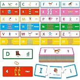 Alphabet &amp; Number Puzzles, 26 Self-Correcting Matching Puzzle Set, 3-Piece Double-Sided Puzzle Cards, Educational Game for Kindergarten Readiness, Preschool Learning Activities, Homeschool Supplies
