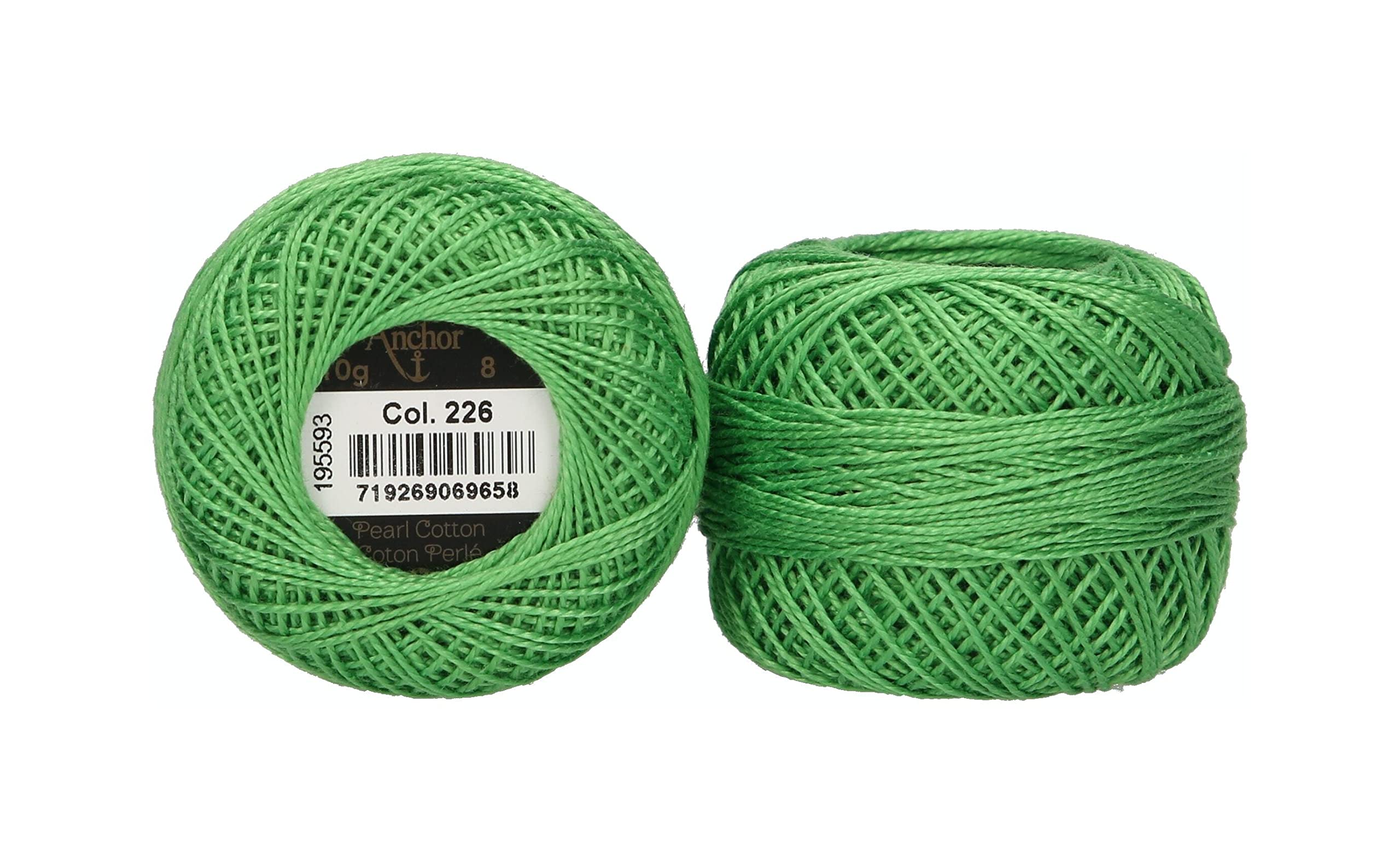 ANCHOR Pearl Yarn, Thickness: 8, Packaging: 10G, Running Length: 82M blattgrün Embroidery Threads