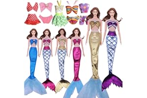 DIGABI Mermaid-Doll-Clothes 11 Pcs Mermaid Tail Dresses and Doll Accessories - 5 Bikini - Clothes 6 Mermaid Tail Dresses Summer Swimsuit Suitable 11.5 inch Dolls Gifts for Girls …