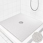 Square Shower Mat Non Slip: 36 x 36 Inch Extra Large Loofah Shower Mats for Inside Shower - Anti Slip Shower Stall Matt with Drain Hole in Middle