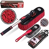 RIDE KINGS Car Duster Exterior Scratch Free,Car Dusters Extendable Handle Cleaning Exterior,Detailing Brush Kit for Truck,SUV,Caravan,Motorcycle,Wax Cotton Fabric,Waterless Wash Equipment