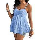 MakeMeChic Women's Maternity Summer Tank Tops Spaghetti Strap Ruffle Hem Sleeveless Pregnancy Camisole
