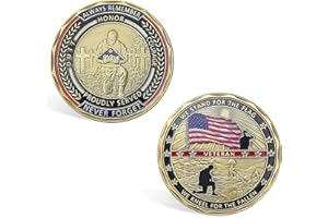 CHURYUML US Military Challenge Coin Veterans Coins - Stand for The Flag, Kneel for The Fallen - Military Retirement Gifts for Men Women Navy Army Air Force Marine Corps