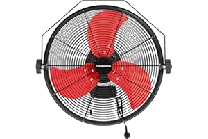 Fanqiebros 4580 CFM 18 inch High Velocity Wall Mounted Fan, 3-Speed Metal Fan with Sealed Motor, 360 Degree Tliting Heavy Duty Wall Fan for Patio, Barn, Garage, and Gazebo - UL listed