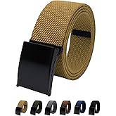 WAUNEE Canvas Belt with Black Flip-Top Buckle - Up to 45" Waist Size, Military & Golf Belt