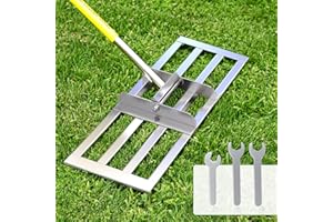 SWELGO Lawn Leveling Rake, 30 x 10 inch Lawn Leveler Rake with Adjustable Stainless Steel Handle, Lawn Level Tool for Soil with Handle for Yard, Garden, Golf Leveling, 6.5FT