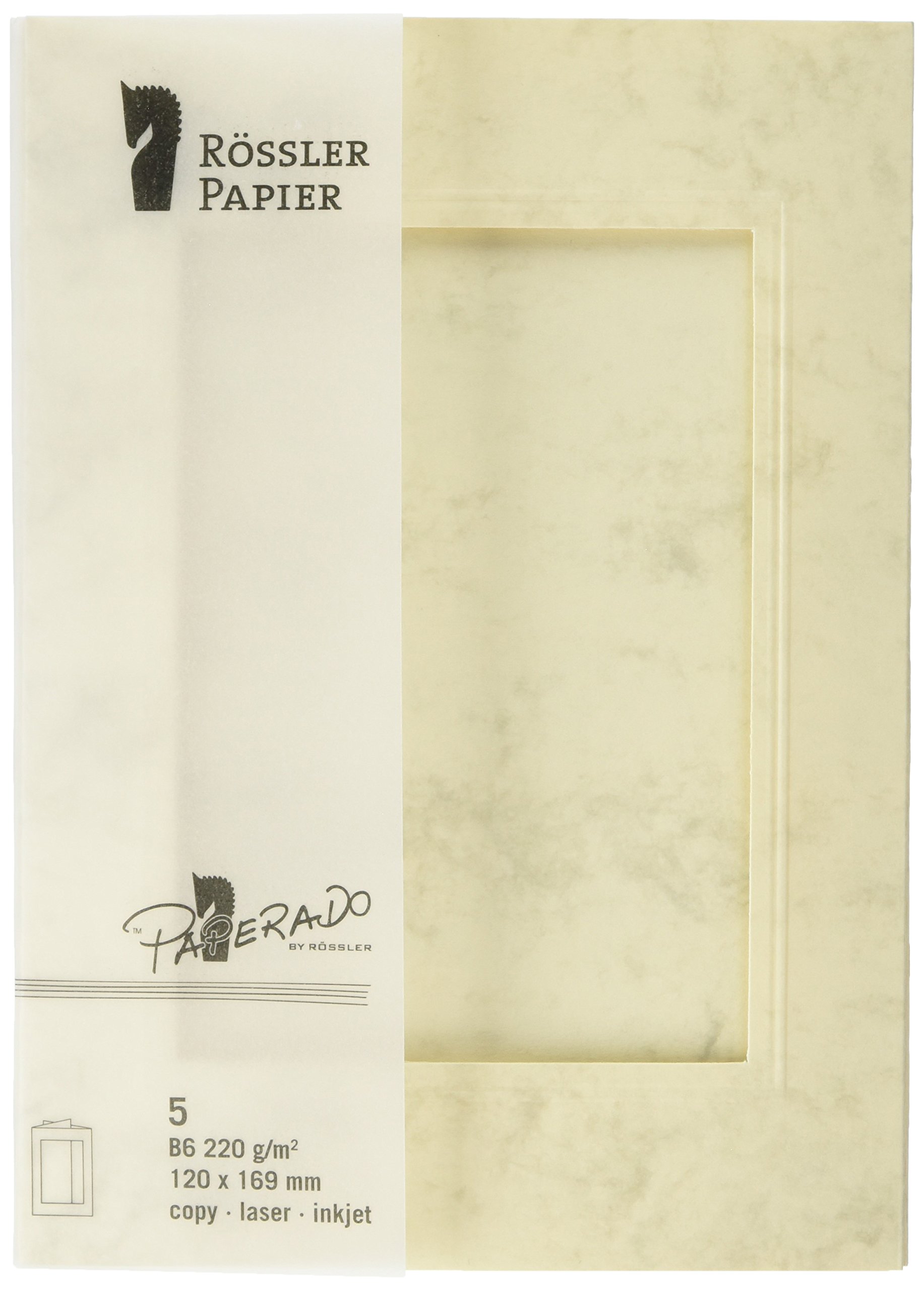 Paperado B6 Trifold Photo Cards with Rectangular Aperture - Chamois Marble (Pack of 5)