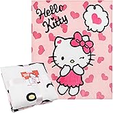 Hello Kitty Sanrio Fleece Throw Blanket, 59x51in, Cinnamoroll Soft Bedding, Bed Decor, Room Decor, Kawaii Gifts for Women (Pink Hello Kitty)