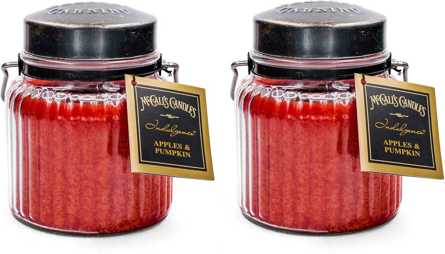 McCalls Candles Apples & Pumpkins Indulgence 2-Pack | 18 oz. Glass Jar Scented Candles | Fall Scents Double-Wick Candles for The Home | Gift Set Made in USA