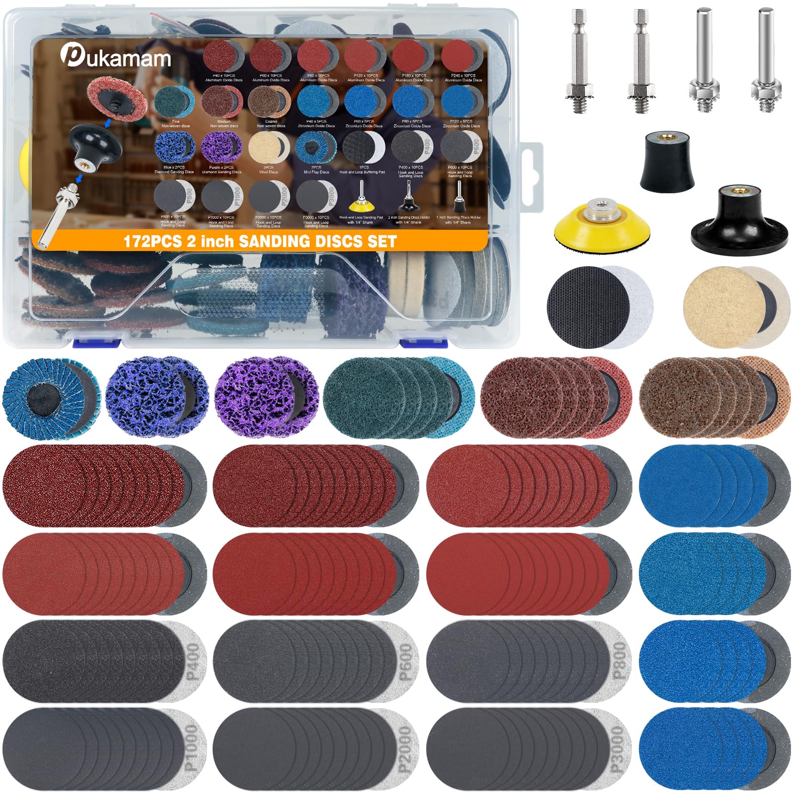 Photo 1 of 172 PCS 2 Inch Die Grinder Sanding Discs with 1/4" Roll Lock for Milwaukee Dewalt, Compatible with Both Die Grinders and Power Drills for Surface Conditioning, Sanding & Polishing