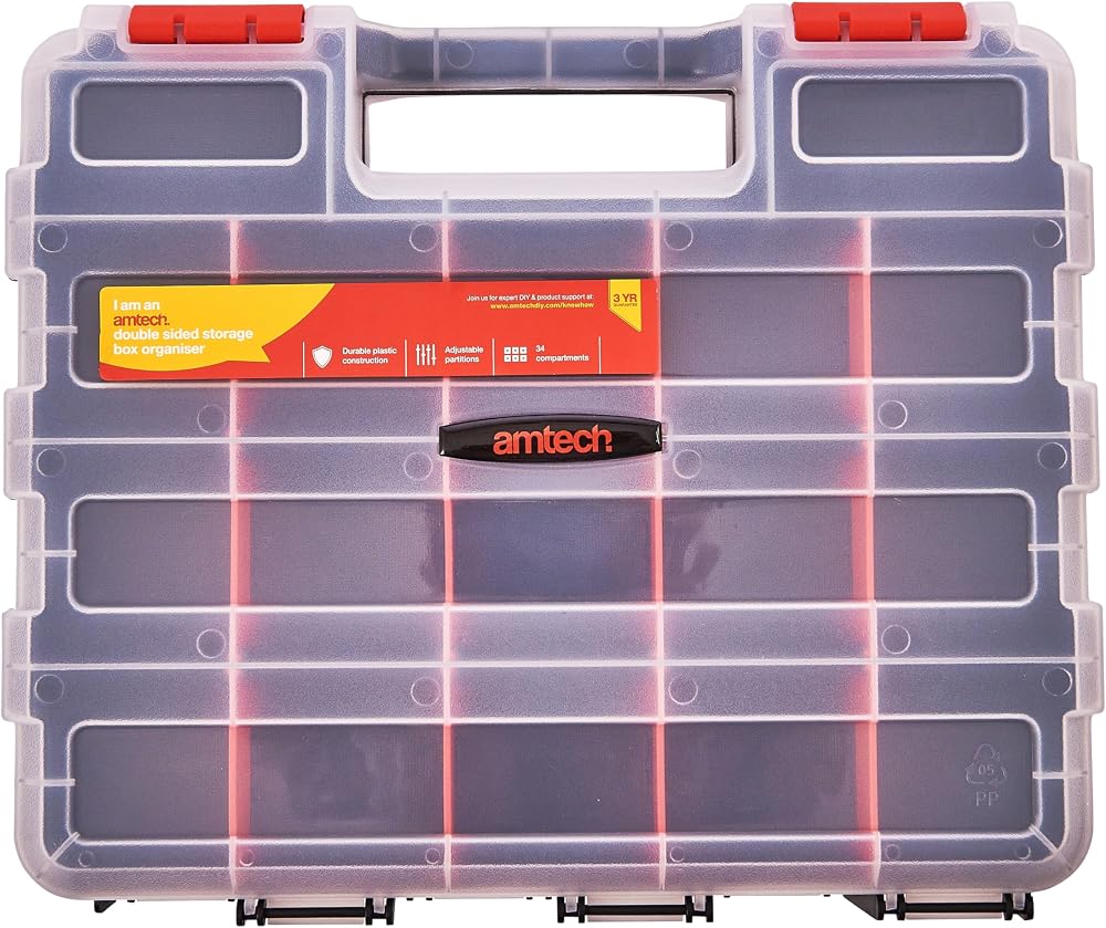 Amtech S6463 Double-Sided Storage Box Organizer 34 Compartments