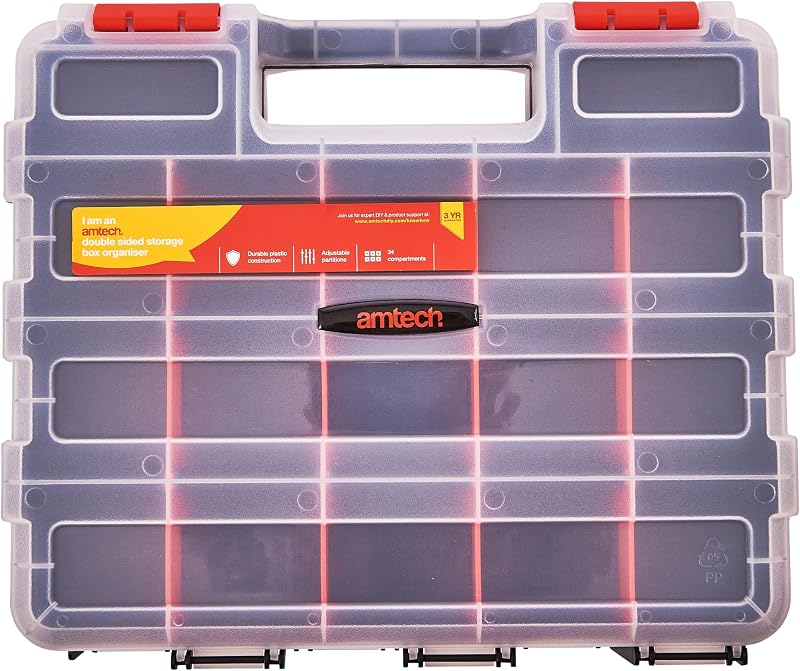 Amtech S6463 Double-Sided Storage Box Organizer 34 Compartments