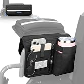 Upgraded Wheelchair Side Bag with Cup Holder, Dual-Side Armrest Pouch | Wheel Chair Armrest Storage Bag, Wheelchair Accessories Bag, Won't Touch the Wheels, (Not Fit Electric Wheelchair)