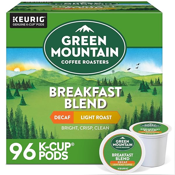 GREEN MOUNTAIN COFFEE ROASTERS BREAKFAST BLEND DECAF COFFEE, KEURIG SINGLE SERVE K-CUP PODS, LIGHT ROAST, 24 COUNT