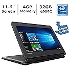Lenovo N23 2-in-1 Convertible Laptop (2017 ), 11.6" Touchscreen HD IPS Display, Intel Celeron Dual Core Processor Up to 2.5 GHz, 4GB RAM, 32GB SSD, Webcam, Bluetooth, Windows 10 Professional