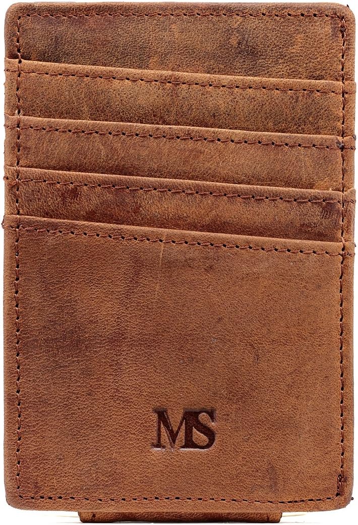 iYang Leather Magnet Money Clip Wallet for Men Credit Card Case Holder & Id Case Slim Wallet (Brown1)