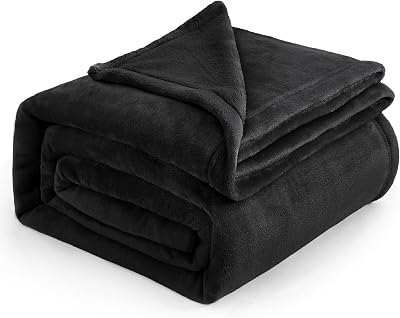 Bedsure Fleece Blanket 220x240 cm Soft Warm Throw Black