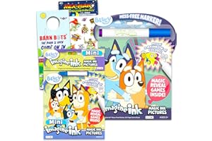 Disney Bluey Magic Ink Coloring Book Set Kids Toddlers - Bundle with 2 Bluey Imagine Ink Coloring Books with Invisible Ink Pens, Stickers and Door Hanger (Bluey Activity Set)