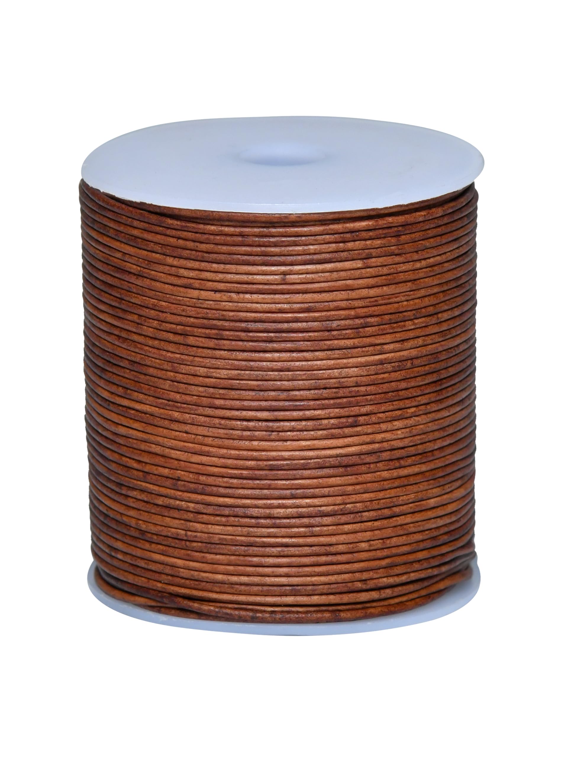 Cords Essentials Round Genuine Leather String Cord, Rope for Jewelry Making, Necklaces, Bracelets, Kumihimo Braiding, Wraps, Crafts and Hobby Projects (Distressed Saddle, 1.5 MM) — image 1
