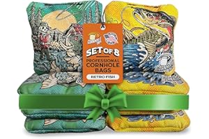 Cornhole365 - Stick & Slide - Professional Corn Hole Bag - Heavy-Duty Double-Stitched Polyester Fabric & Resin Filling for All-Weather - Versatile Regulation Size Cornhole Bean Bags - Set of 8