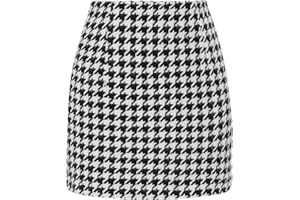 onlypuff Plaid Skirts for Women High Waisted Mini Skirts Ladies Fall Fashion Outfits Bodycon Above The Knee Dress