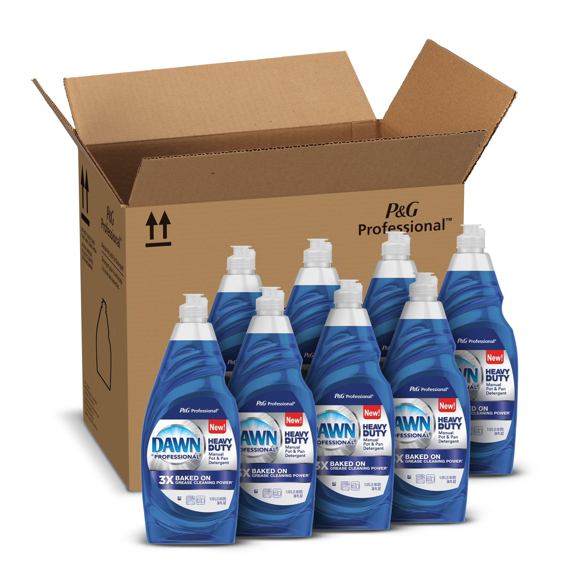 P&G Professional Dawn Heavy Duty Manual Pot and Pan Dish Soap Detergent, 38 fl oz (Case of 8) Image