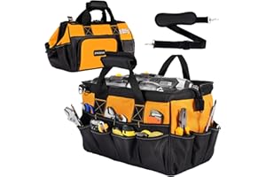 ZWZIOO Stocking Stuffers Gifts for Dad Husband Men Him Adults - 16-Inch Heavy Duty Tool Bag, 19 Pockets Tool Organizer & Portable Electrician Mechanic Tool Storage Box with Large Zipper