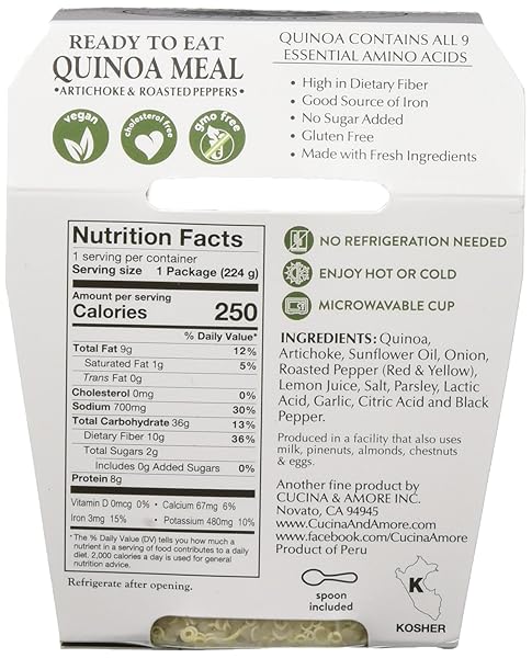 CUCINA & AMORE, QUINOA MEAL ARTICHOKE AND ROASTED PEPPERS, 7.9 OUNCE