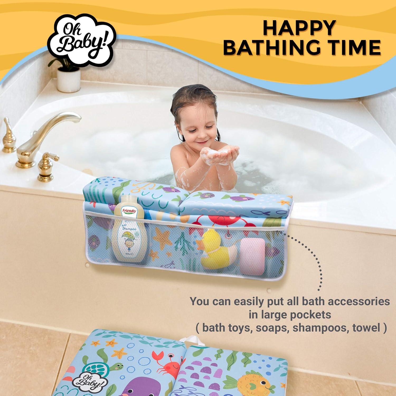 Bath Kneeler and Elbow Rest Pad | Baby Bath Kneeler and Bath Elbow Saver | Bath Kneeler Baby Bathtub Cushion | Hooded Baby Towel Included : Baby