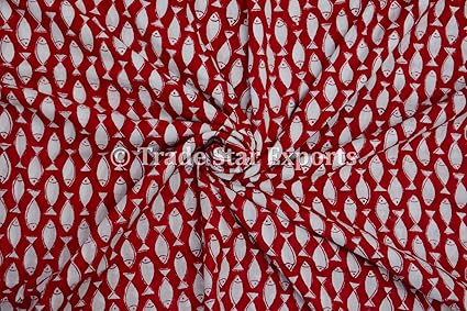 Trade Star Hand Block Print Fabric Dress Making Material Home