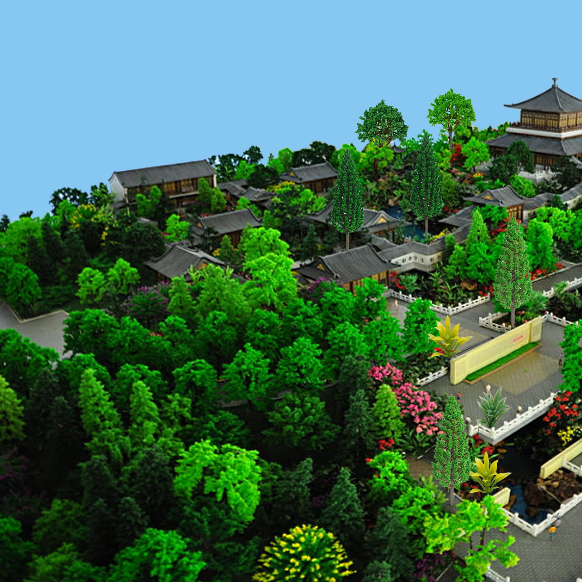 30 Pieces Model Trees Mixed 1.7-6 inch Fake Miniature Trees and Artificial Moss Rocks Diorama Architecture Mini Tress for Crafts Building Model Railway Scenery Landscape Supplies