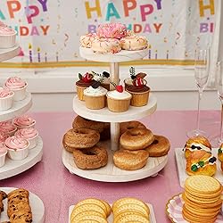 VIVIRBIEN 3 Tier Cupcake Stand Round,Wood Cake