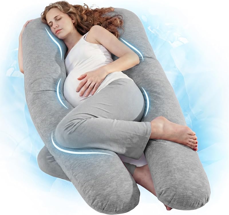 Nuliie Pregnancy Pillow U Shaped Full Body with Cooling Cover