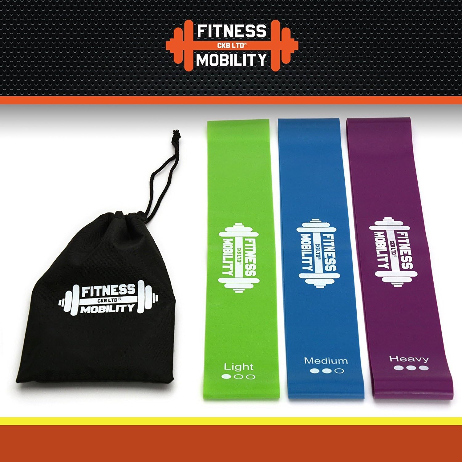 CKB Ltd® Pack of 3 Resistance Bands Set Exercise LOOP BANDS Elastic Ankle Leg Home Gym Fitness, Natural Latex - Image 3