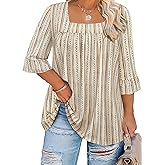 Amrto Plus Size Tops for Women Square Neck Tunic Blouses Summer Short Sleeve Casual Loose Fits Tunic Tops XL-5XL