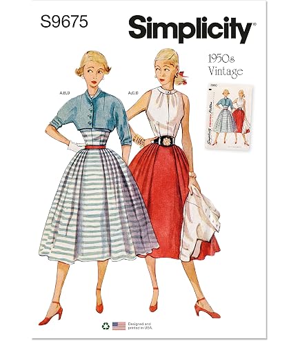 Patron De Couture Simplicity 1459 - Robe Vintage Années 50, Taille FR 36-44