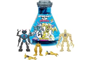 MRBEAST LAB Hybrids Multi Pack, Reveal Different Hybrid Parts to Create 2 Mix & Match Action Figures, Plus Parts of The Golden Panther Dragon, Fuse Beast Combinations, Lab-Bot vs GID Skeleton