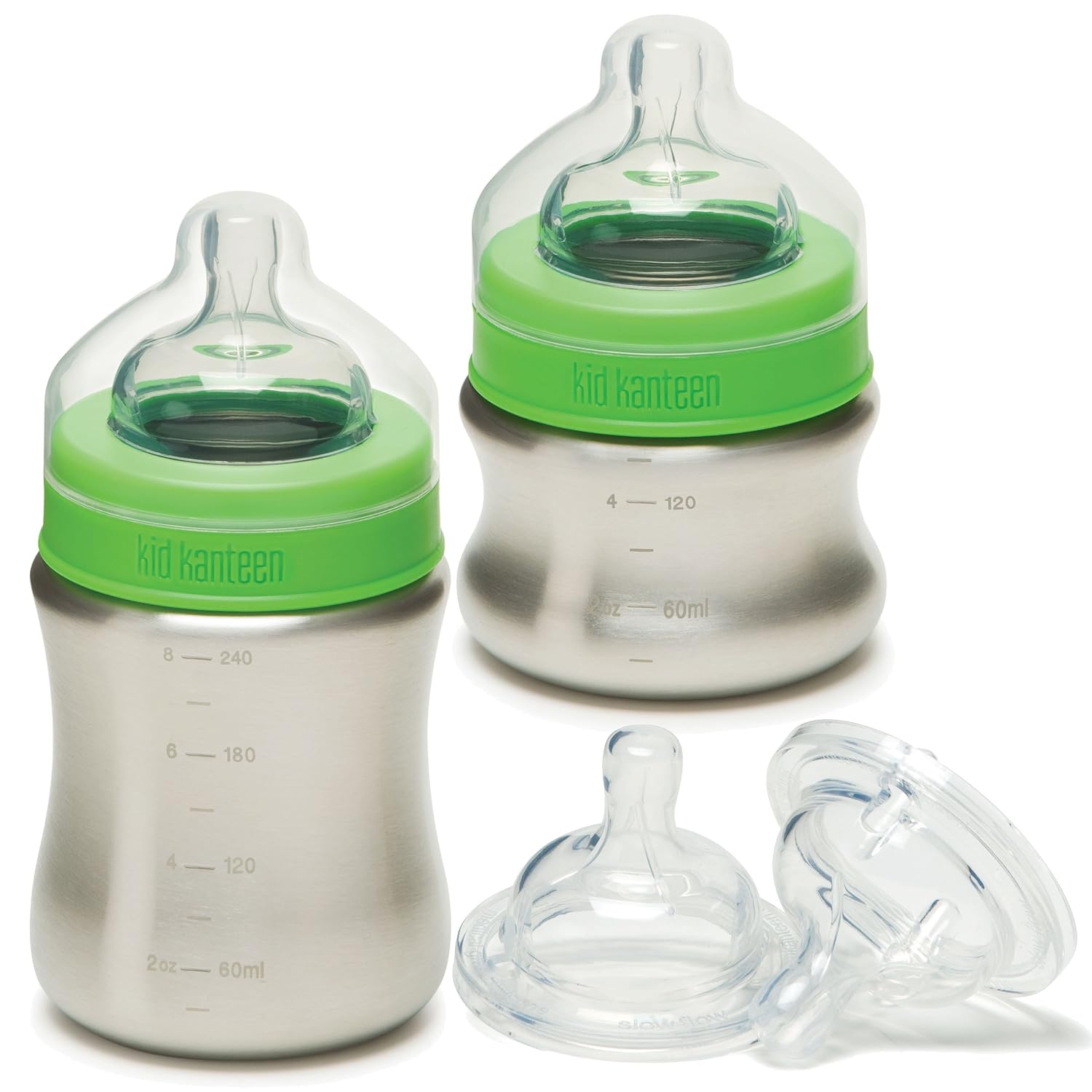 green kid stainless steel baby bottle