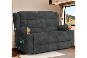 MOSGAT RV Loveseat Recliner Sofa, Reclining Loveseat Home Theater Seating with USB Ports, Cup Holders, Insert Pockets, Wall Hugger RV Recliners for Movie Room, Recline Movie Seats Gaming Sofa
