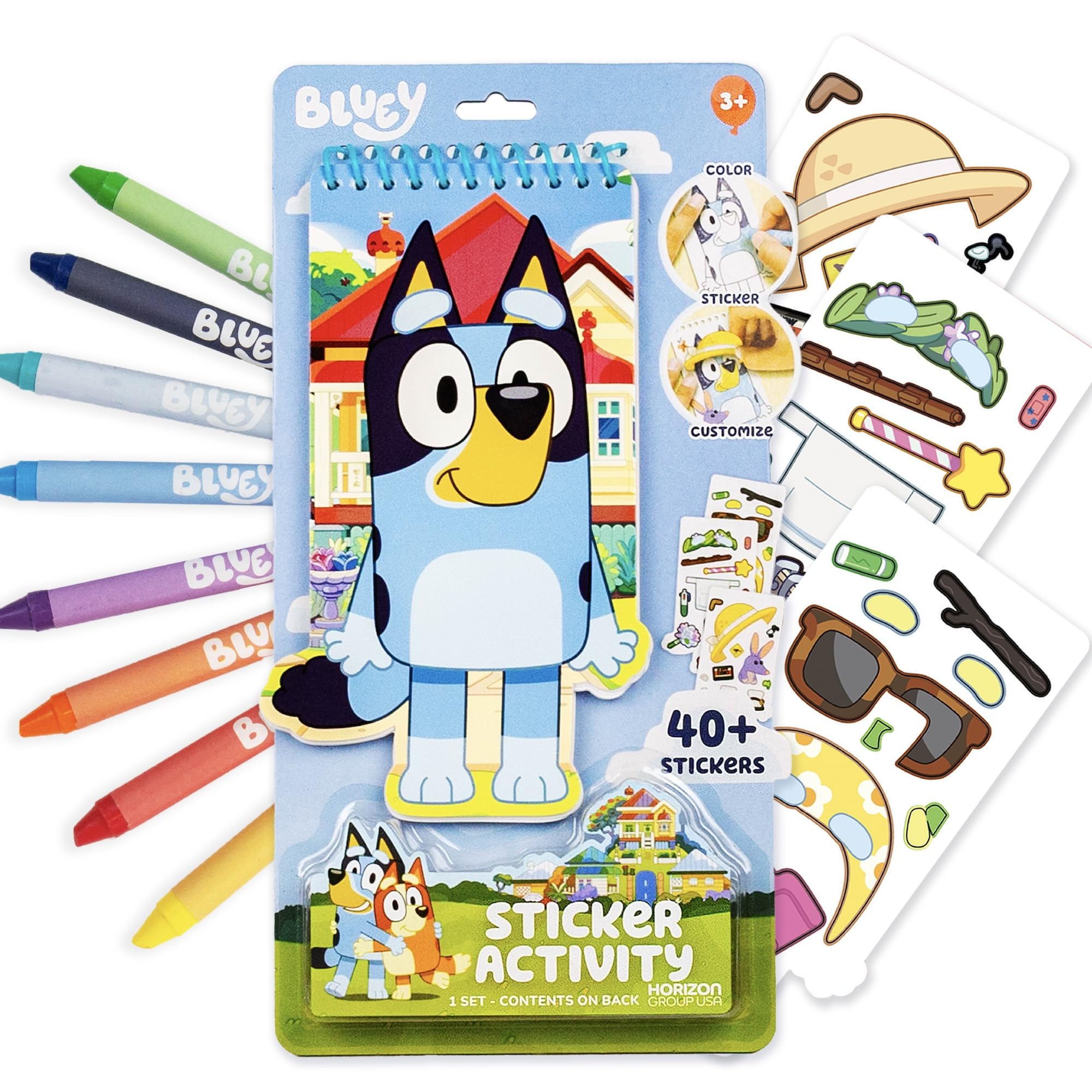 Photo 1 of Bluey Sticker Activity Book, Includes 40 Stickers, Crayons, 2-in-1 Coloring & Sticker Book, Bluey Toys, Stickers for Kids, 5 Year Old Girl Gift, Coloring Books for Kids Ages 4-8, Toys & Games