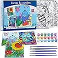 3 Pack Paint by Numbers for Kids Ages 8-12, 10*8"Color by Number for Kids Framed Canvas with 18 Acrylic Paint Pots and 6 Brushes, Kids'paint by number, Arts and Crafts Art Supplies for Kids 9-12