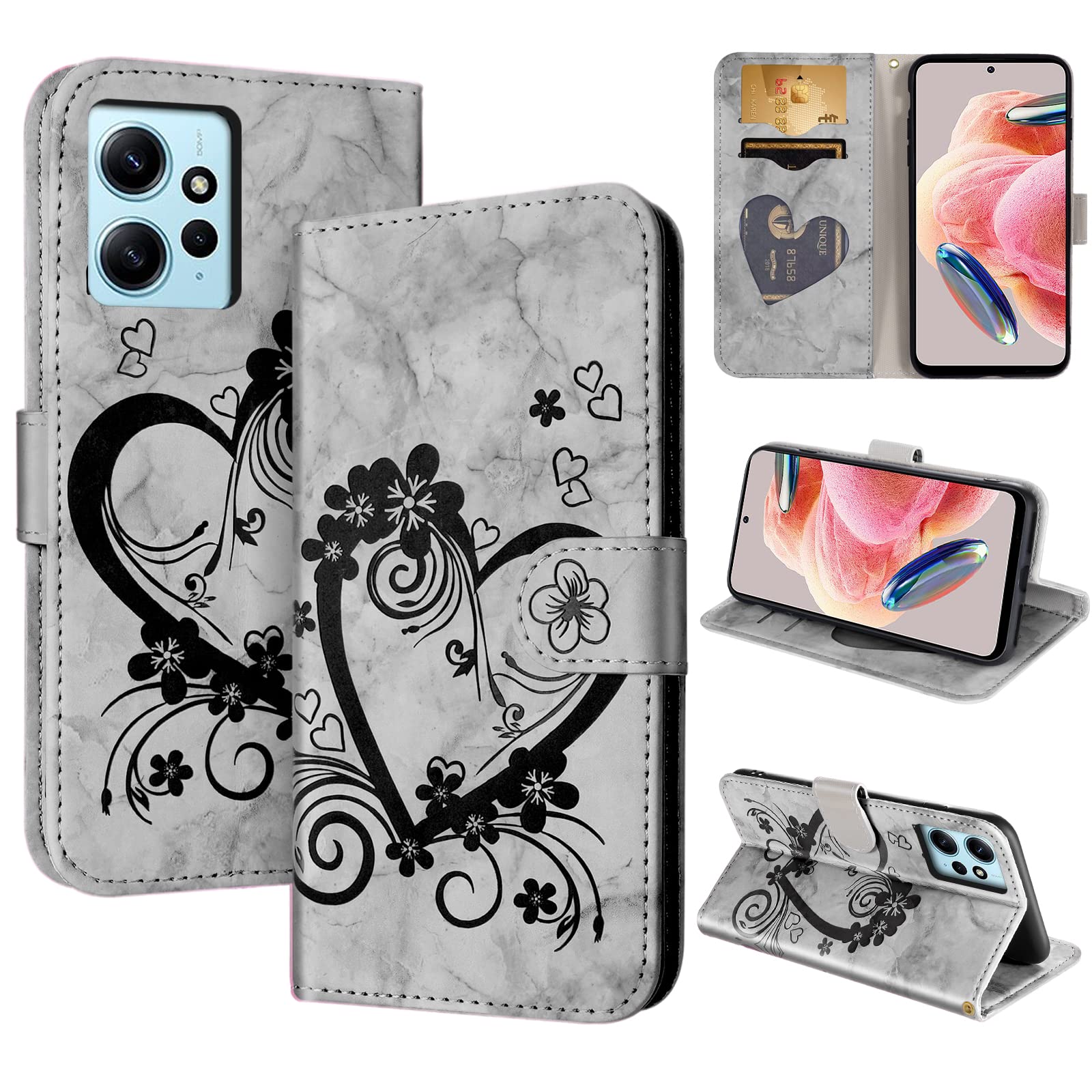 CASAFUNY Case for Xiaomi Redmi Note 12 4G, Premium Leather Wallet Case Magnetic Flip Phone Case Shockproof Cover with Card Holder Kickstand for Xiaomi Redmi Note 12 4G, Black — image 1