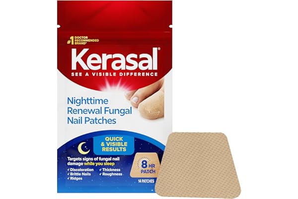 Kerasal Nighttime Renewal Fungal Nail Patches - 14 Patch - Overnight Repair for Nail Fungus Damage, 8-Hour Treatment Restores Healthy Appearance (Packaging May Vary)