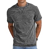 NITAGUT Mens Distressed Cotton Shirts Vintage Hipster Hip Hop Longline Crew Neck T-Shirt