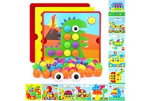 AluAbi Button Art Toys for Toddlers, Crafts for Toddler Toys Age 3-5, Early Learning Educational Toys, Color Matching Puzzle, Fine Motor Skills Game, Preschool Learning Toys for Boys & Girls 3+