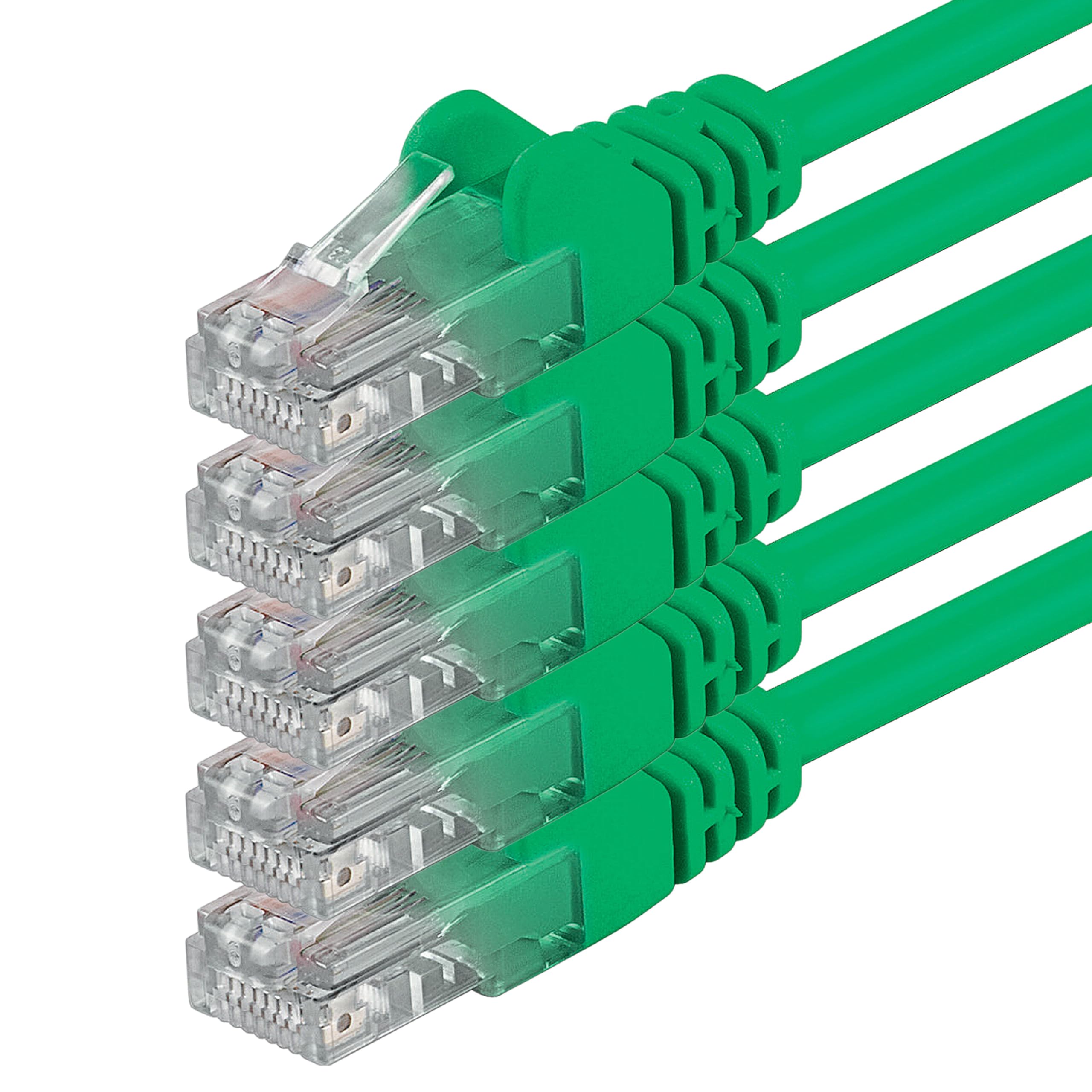 1aTTack.de 1m - green - 5 pieces - (PACK) - CAT.6 CAT6 Ethernet LAN network cable 1000 Mbit/s patch cable