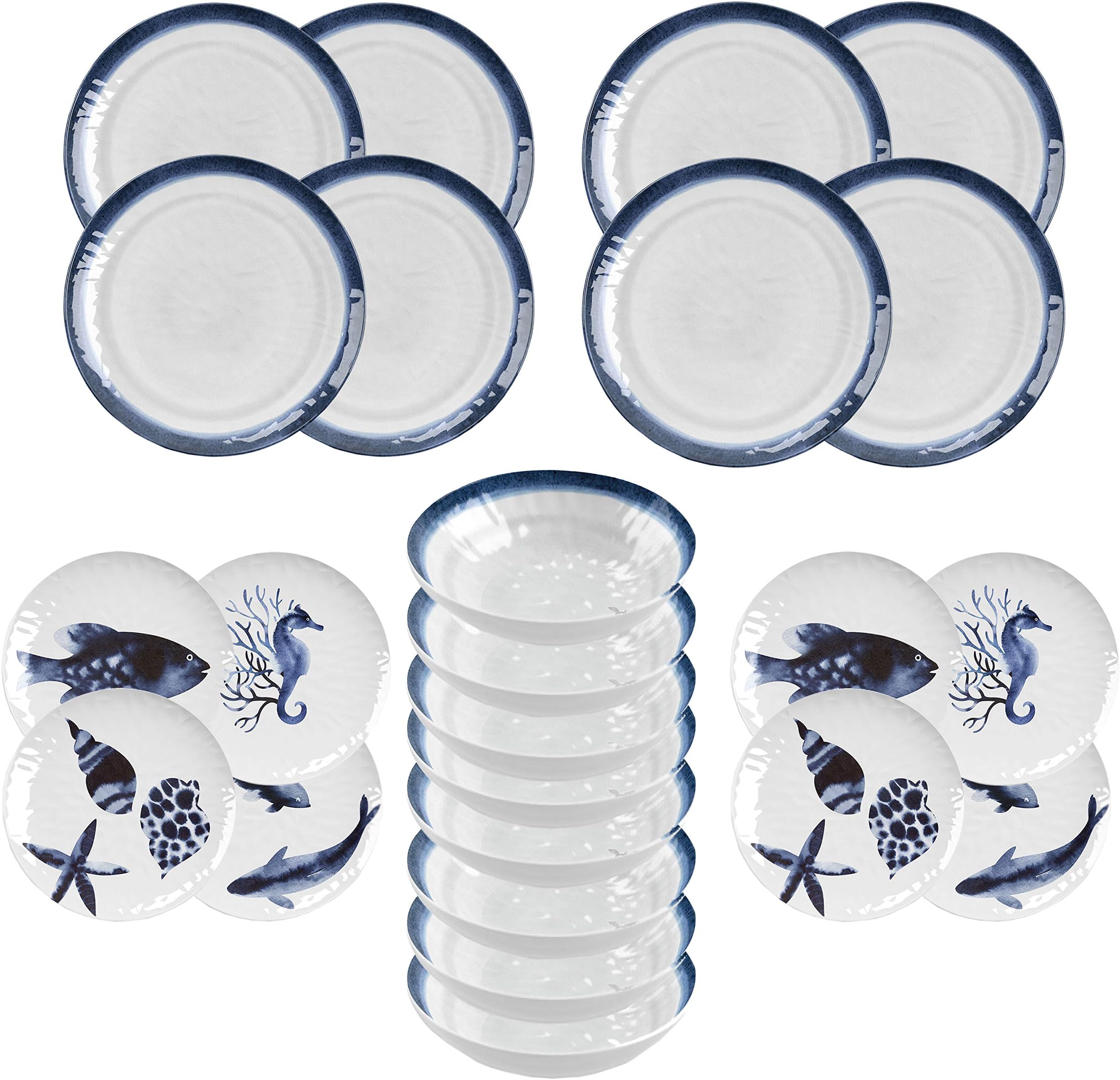 Auntie Morags Epicurean Coastal/Seaside - Outdoor/Camping/BBQ Dinnerware Plastic/Melamine Sets