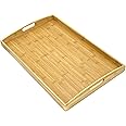 Bam & Boo Natural Bamboo Serving Tray Extra Large Rectangular with Handles for Food, Drinks, Storage, Decor, Vanity, Breakfast, Parties, Weddings, Picnics(23.6” x 15” x 2.35”, Natural)